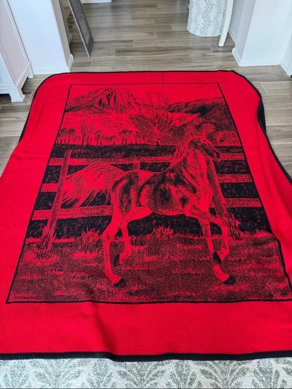 Vintage San Marco horse stallion print blanket